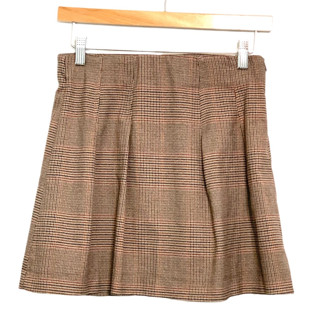 Zara Brown Plaid Mini Skirt High Waisted Size XS - Picture 2 of 10